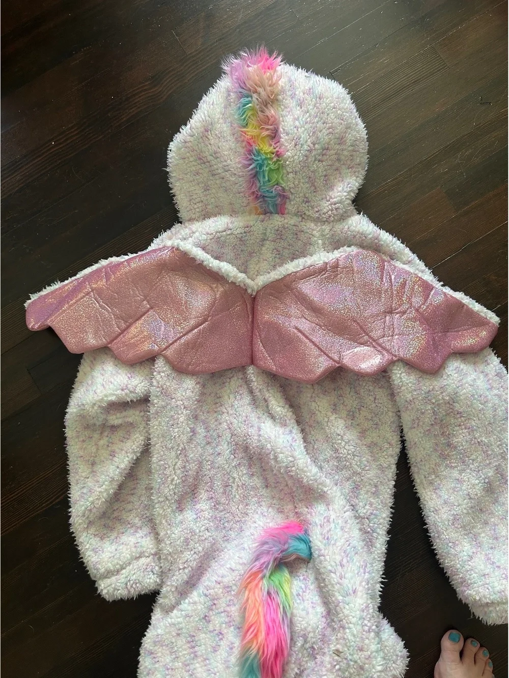 Unicorn One Piece Pajama Costume with Hood and Wings Adult Unisex